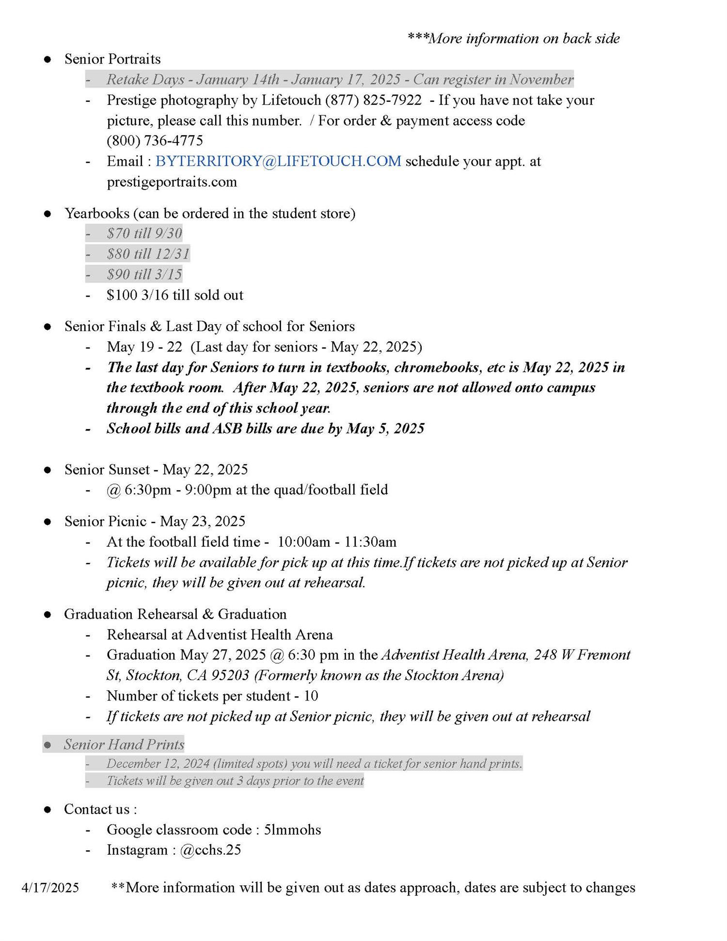  c/o 2025 Senior Data Sheet pg 2